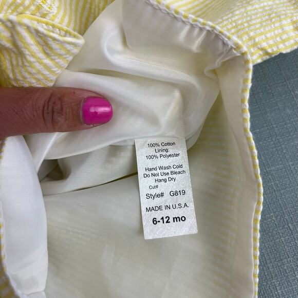 Vintage Yellow Seersucker Stripe Suit 6-12 Months USA - Picture 6 of 13